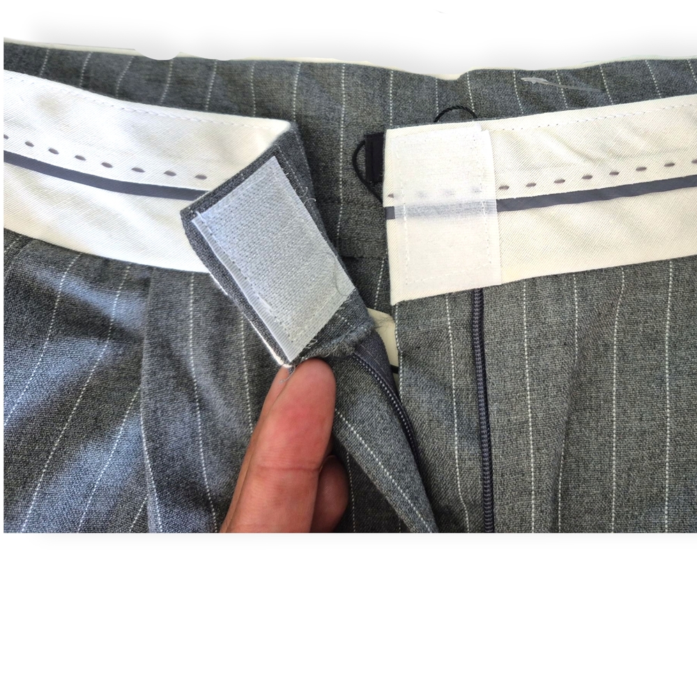Galita Chic Gray Pinstripe Trouser With Velcro Closure Sz L - Picture 5 of 6